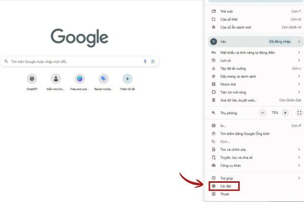Truy cập v&agrave;o c&agrave;i đặt của tr&igrave;nh duyệt đang sử dụng