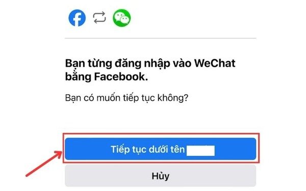 X&aacute;c nhận t&agrave;i khoản Facebook đ&atilde; được li&ecirc;n kết với t&agrave;i khoản WeChat để tiếp tục sử dụng WeChat