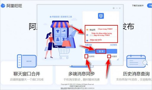 Tiến hành đăng nhập thông tin tài khoản