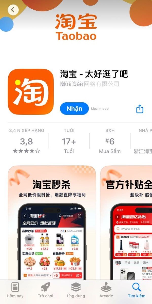 Tải app Taotao trên App Store
