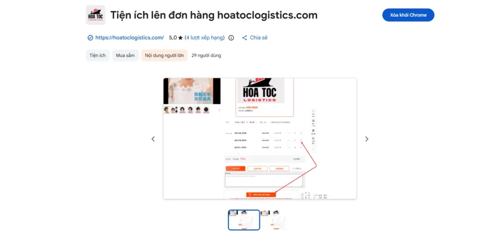 Cài đặt tiện ích lên đơn đặt hàng Taobao bằng Tiếng Việt của Hoả Tốc Logistics