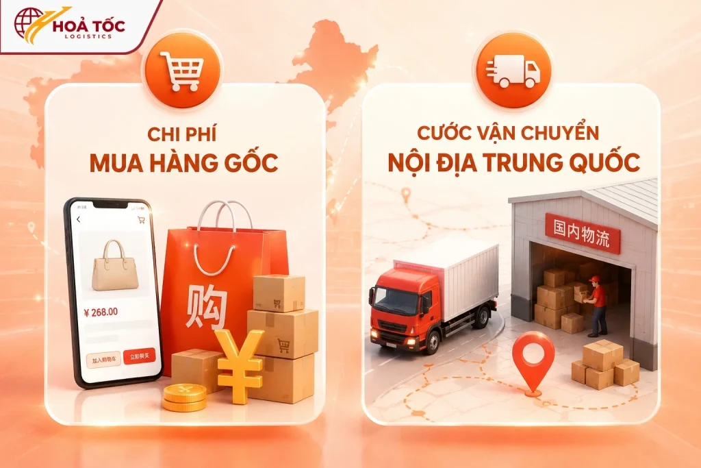 Chi phí mua hàng và cước vận chuyển nội địa Trung Quốc
