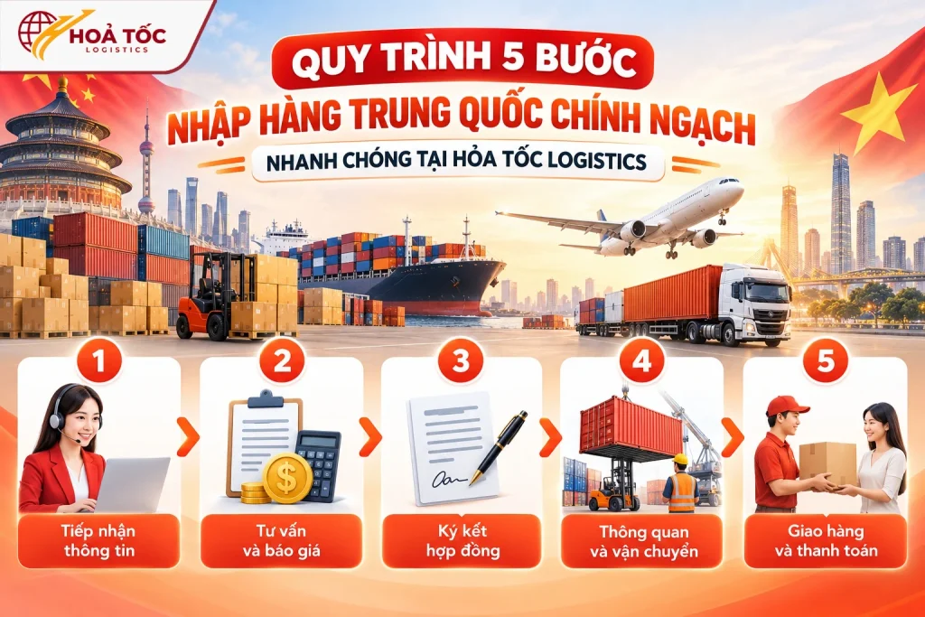 Quy trình 5 bước nhập hàng Trung Quốc chính ngạch tại Hỏa Tốc Logistics