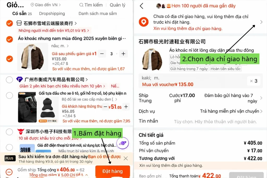 Chọn sản phẩm phù hợp và tiến hành đặt hàng